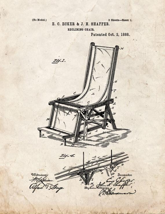 Reclining Chair Patent Print