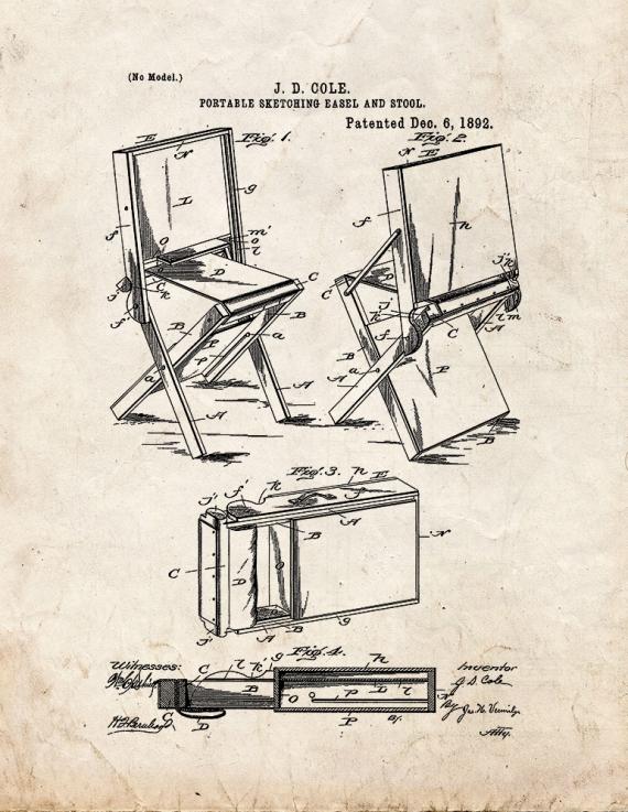 Portable Sketching Easel And Stool Patent Print