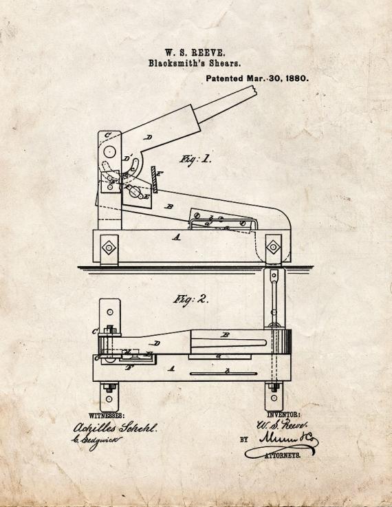 Blacksmith's Shears Patent Print