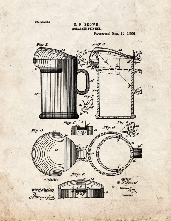 Molasses Pitcher Patent Print