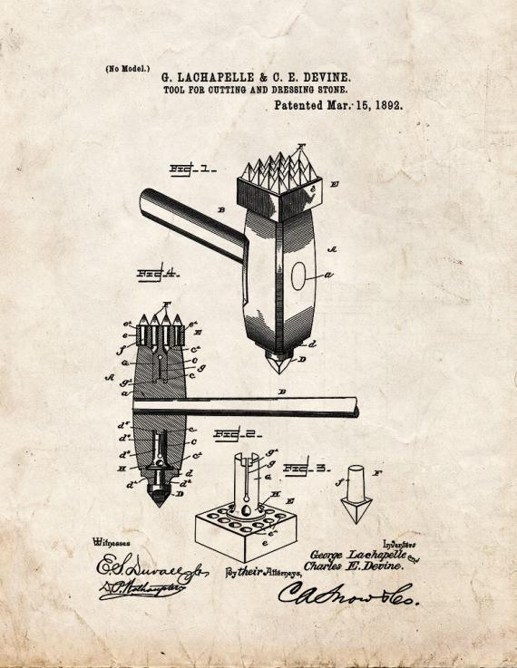 Tool For Cutting And Dressing Stone Patent Print