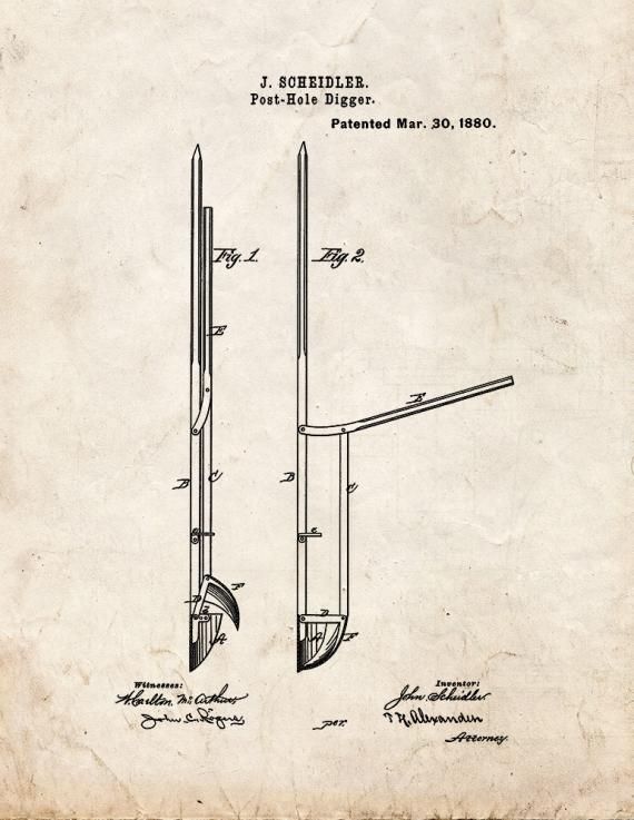 Post-Hole Digger Patent Print