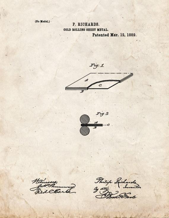 Cold Rolling Sheet Metal Patent Print