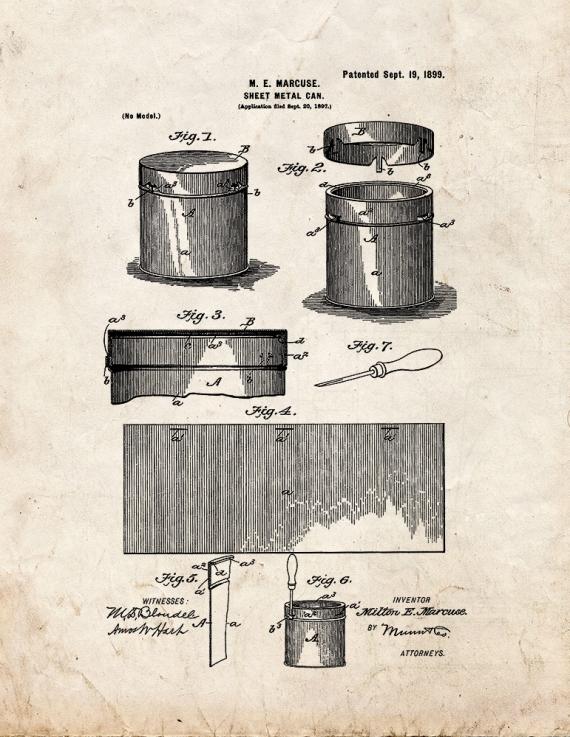 Sheet-metal Can Patent Print