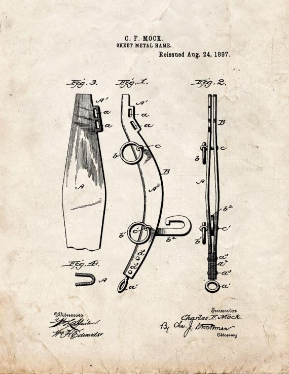 Sheet Metal Hame Patent Print