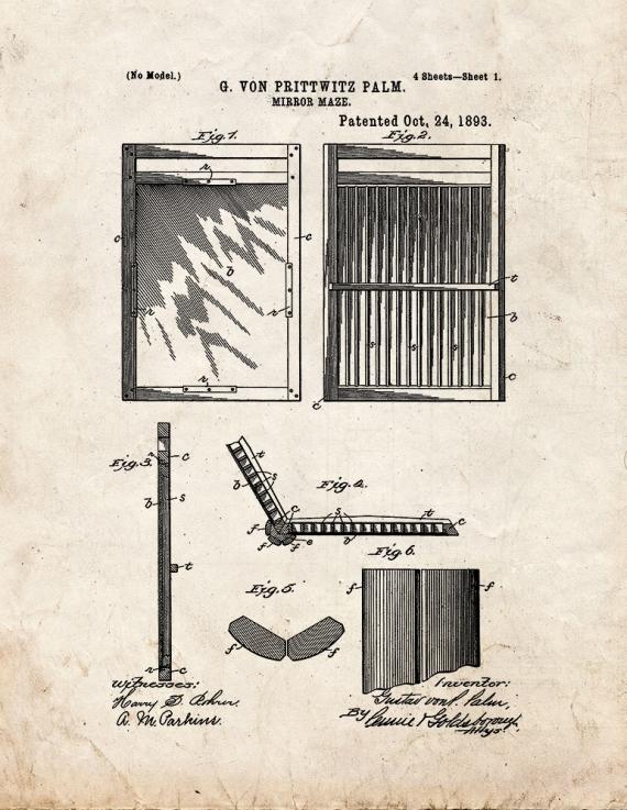 Mirror Maze Patent Print