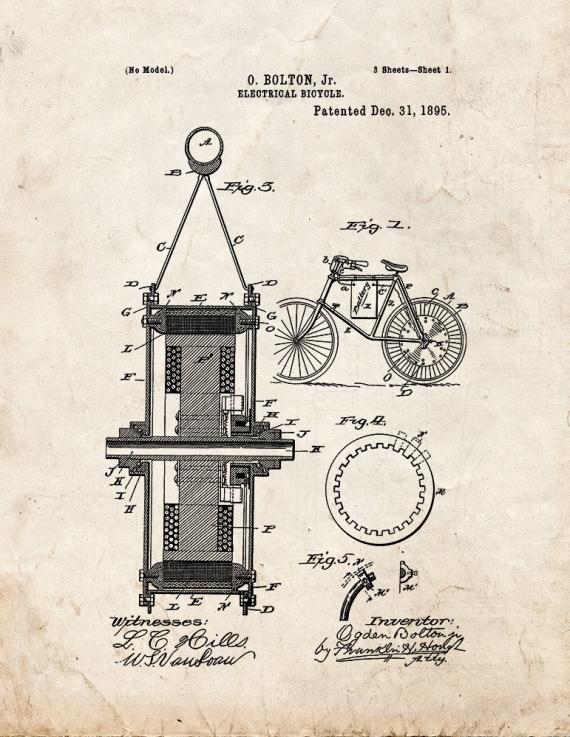 Electrical Bicycle Patent Print