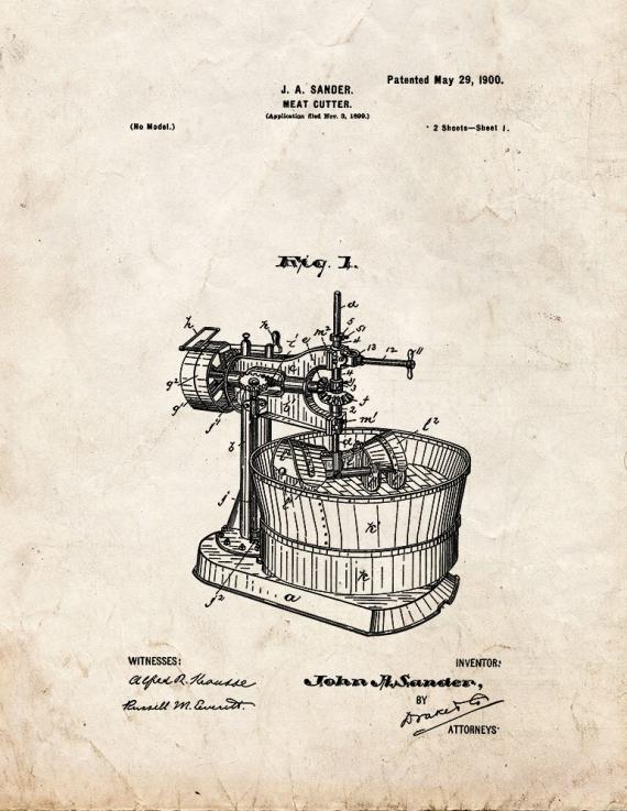 Meat-cutter Patent Print