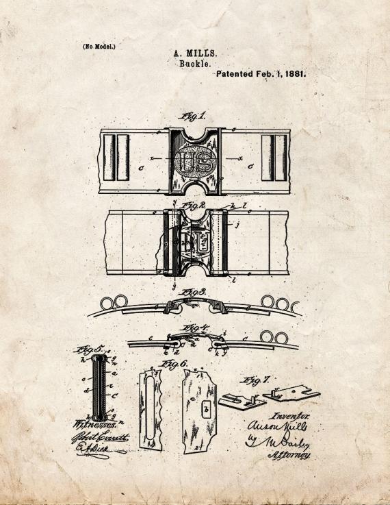 Belt Buckle Patent Print