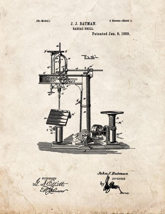 Radial Drill Patent Print