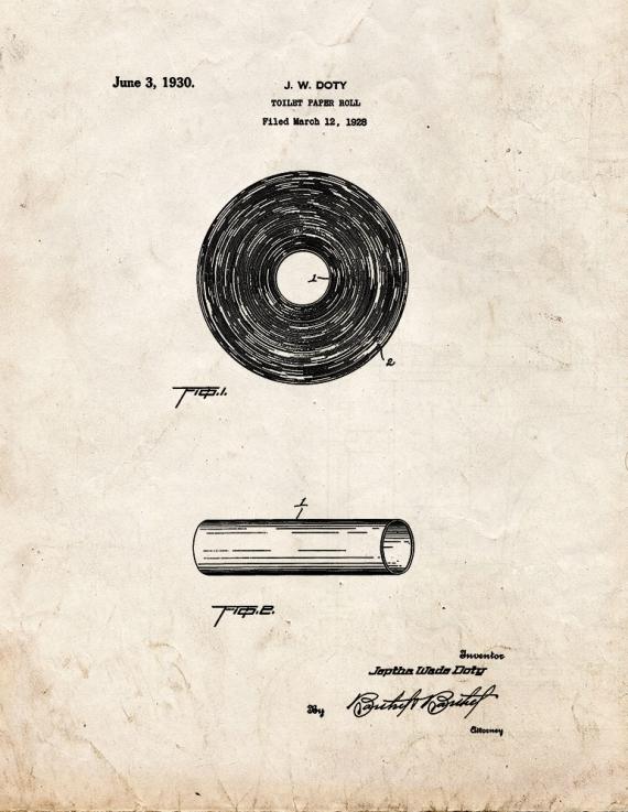 Toilet Paper Roll Patent Print