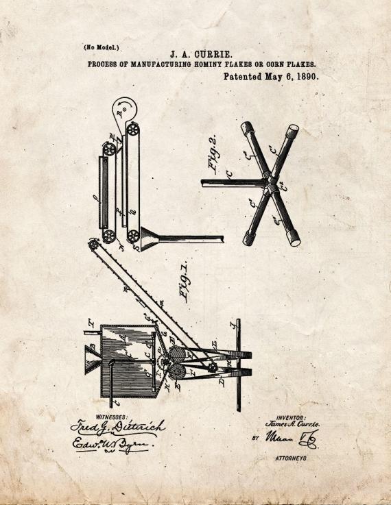 Process Of Manufacturing Hominy-Flakes Or Corn Flakes Patent Print