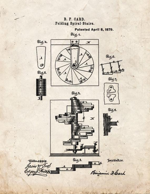 Folding Spiral Stairs Patent Print