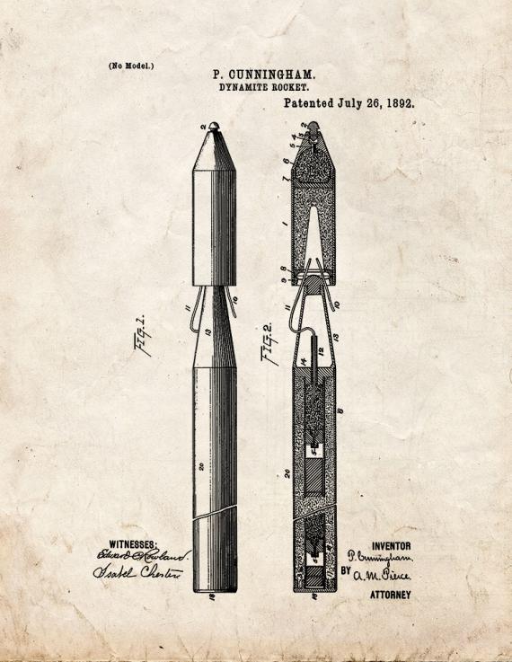 Dynamite Rocket Patent Print