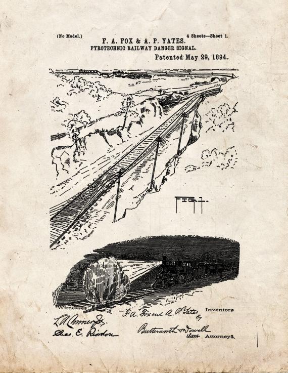 Pyrotechnic Railway Danger Signal Patent Print