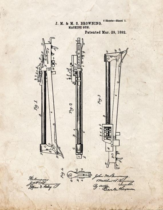 Machine Gun Patent Print