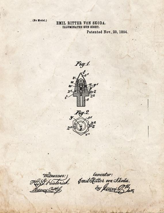 Illuminated Gun Sight Patent Print