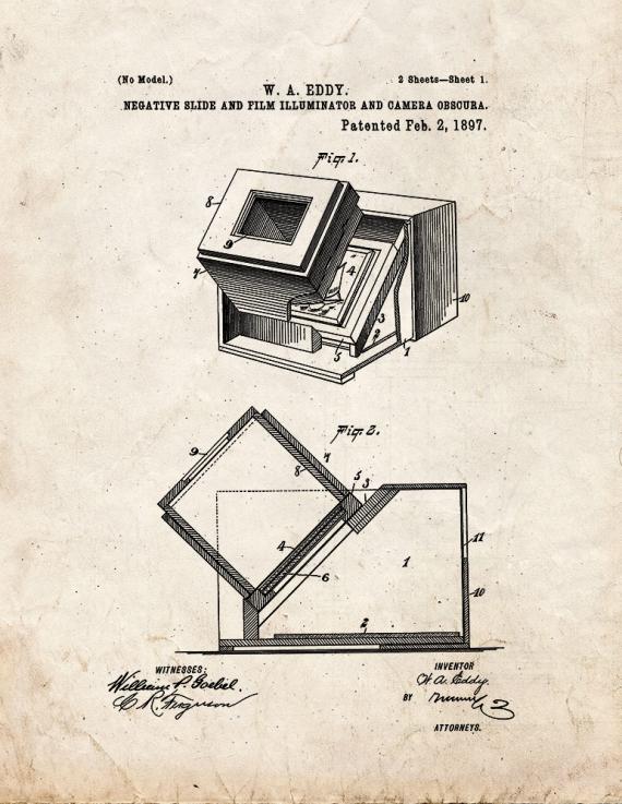 Negative Slide And Film-Illuminator And Camera Obscura Patent Print