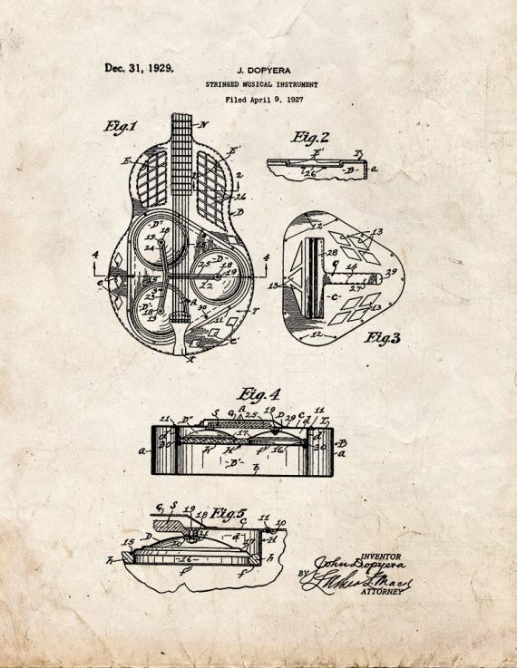 Stringed Musical Instrument Patent Print