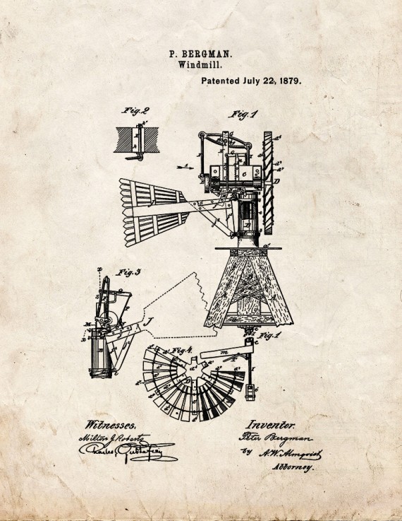 Windmill Patent Print