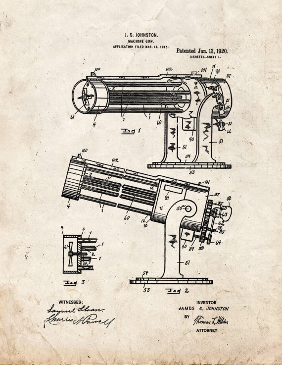 Machine Gun Patent Print