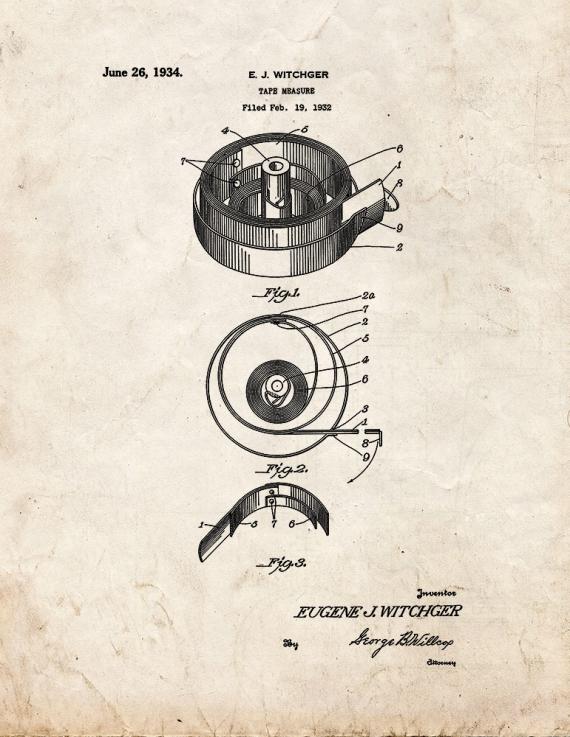 Tape Measure Patent Print