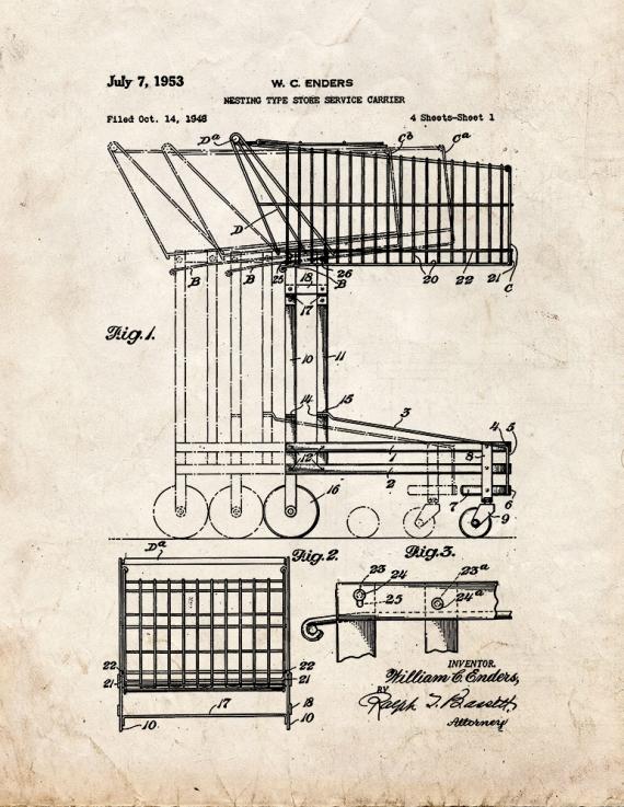 Shopping Cart Patent Print