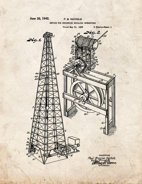 Device for Recording Drilling Operations Patent Print