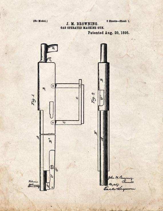 Gas-operated Machine Gun Patent Print