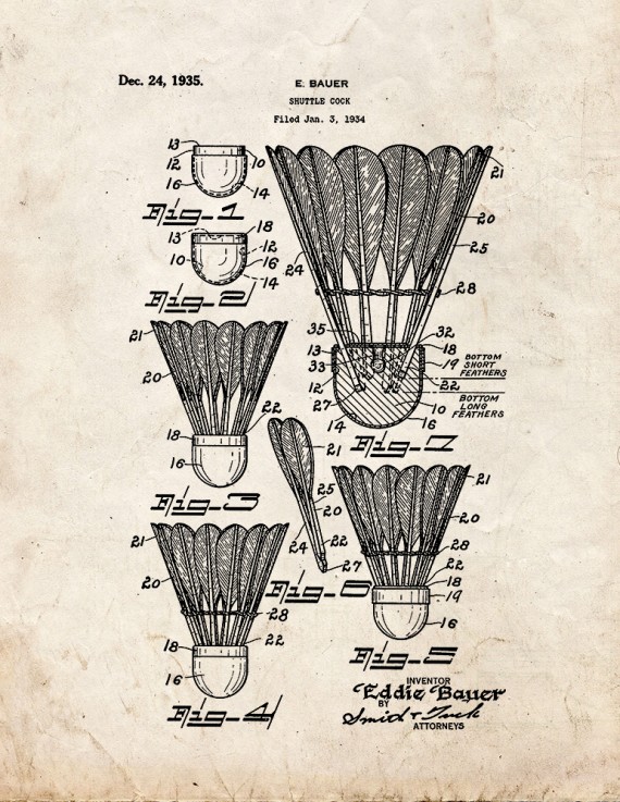 Shuttlecock Patent Print