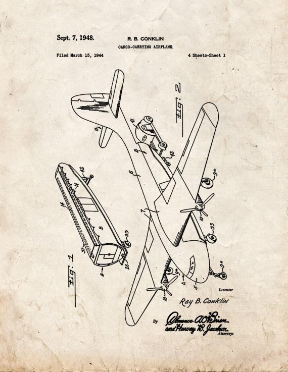 Cargo-carrying Airplane Patent Print