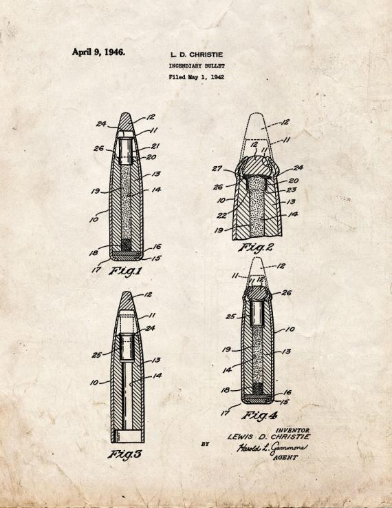 Incendiary Bullet Patent Print