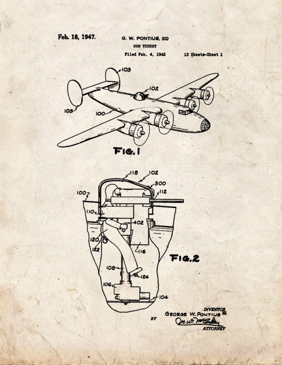 Gun Turret Patent Print
