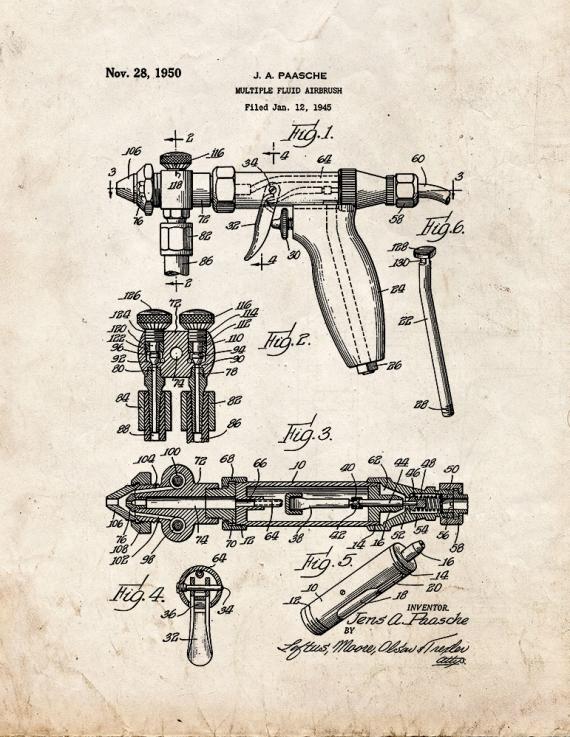 Multiple Fluid Airbrush Patent Print