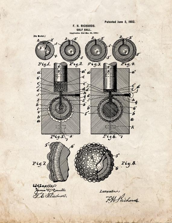 Golf Ball Patent Print