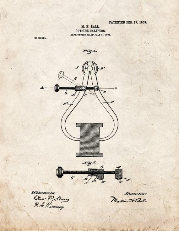 Outside Calipers Patent Print