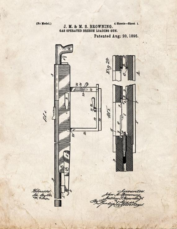 Gas-operated Breech-loading Gun Patent Print