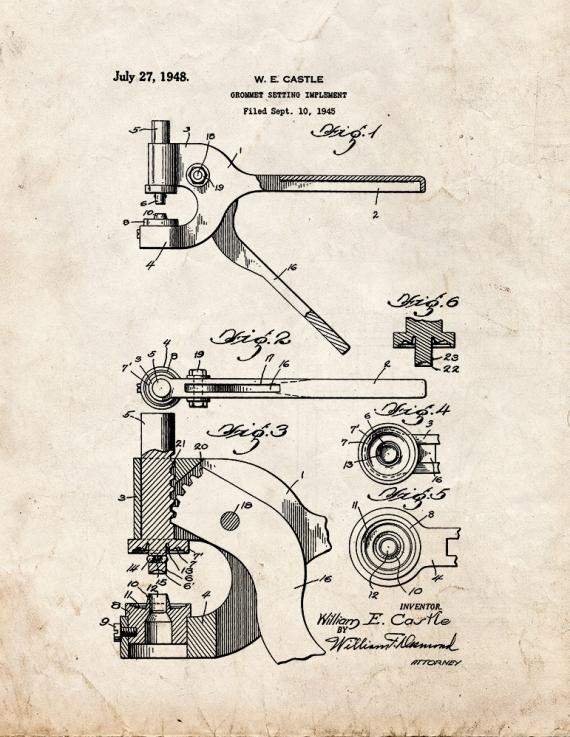 Grommet Setting Implement Patent Print