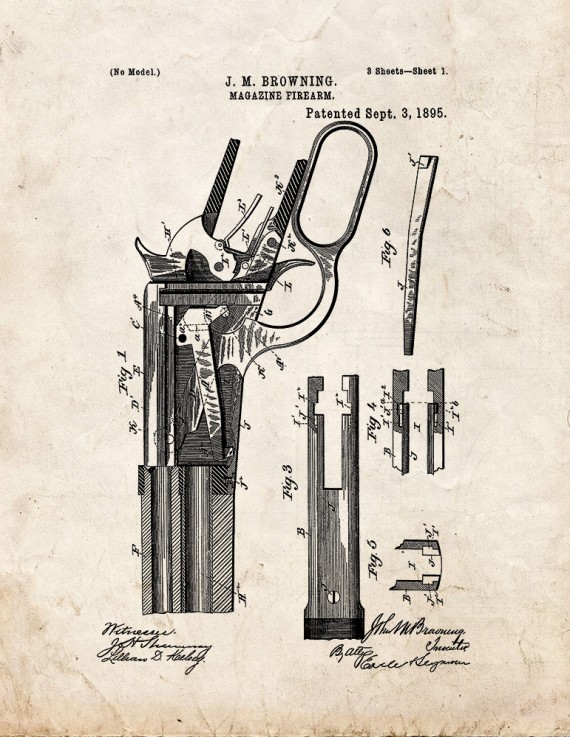 Magazine-firearm Patent Print