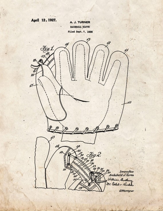 Baseball Glove Patent Print