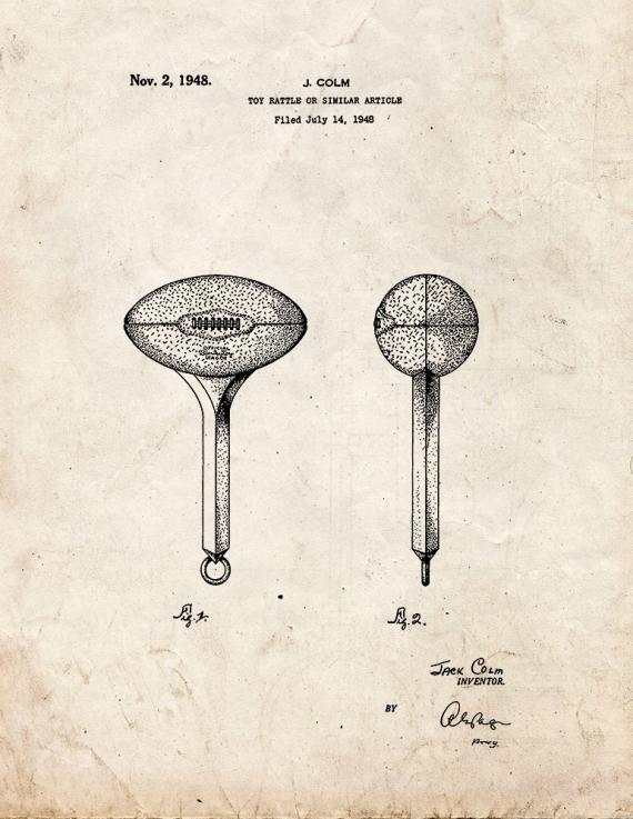 Toy Rattle Patent Print