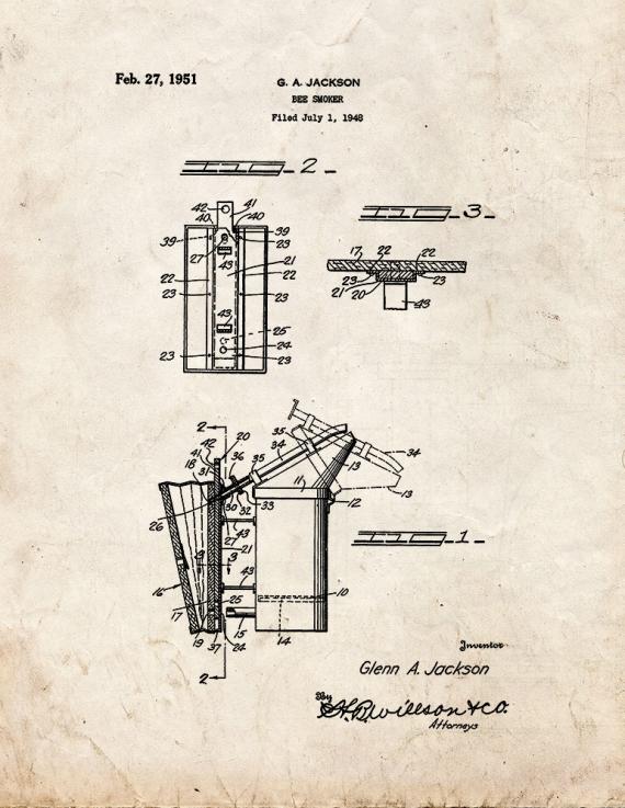 Bee Smoker Patent Print