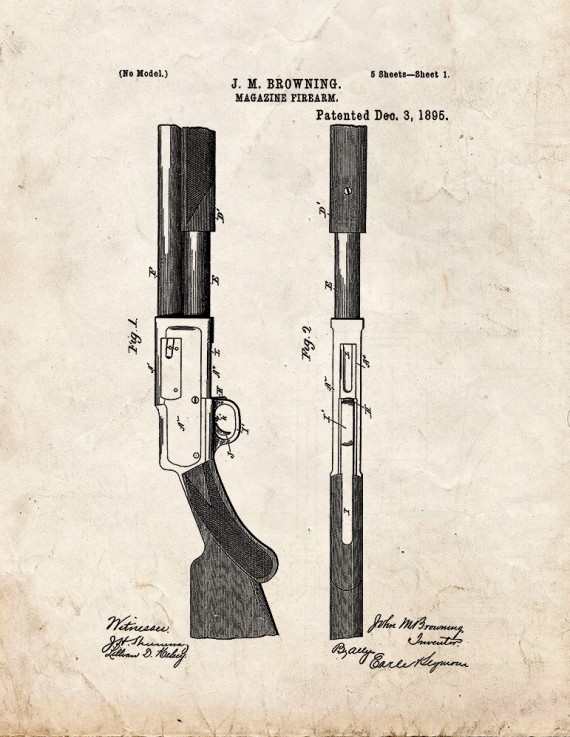 Magazine-firearm Patent Print