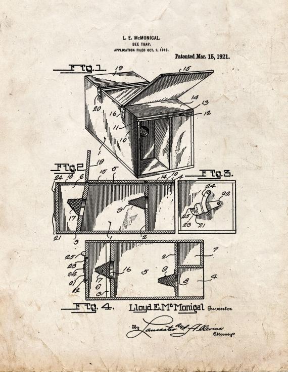 Bee-trap Patent Print