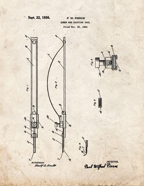 Queen Bee Grafting Tool Patent Print