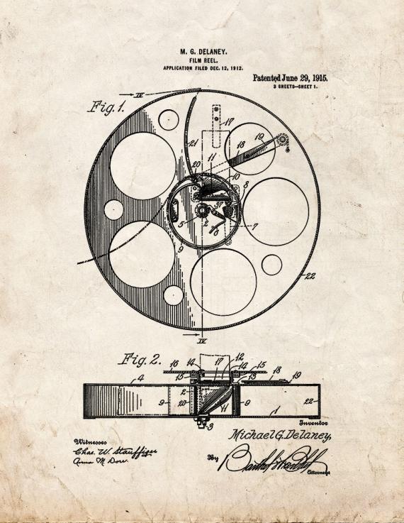 Film Reel Patent Print