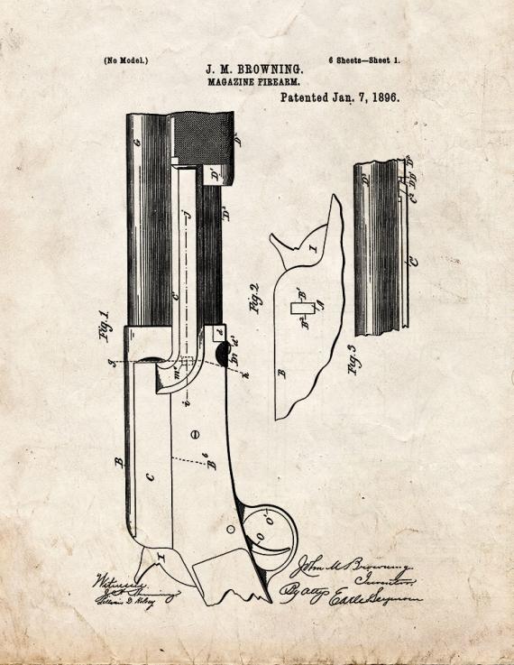 Magazine-firearm Patent Print