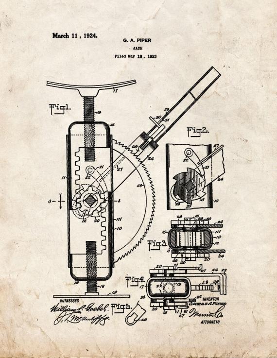 Car Jack Patent Print