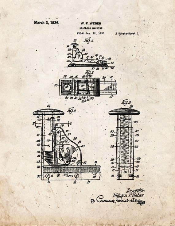 Stapling Machine Patent Print