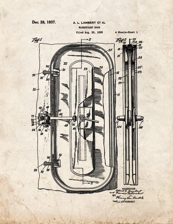 Watertight Door Patent Print